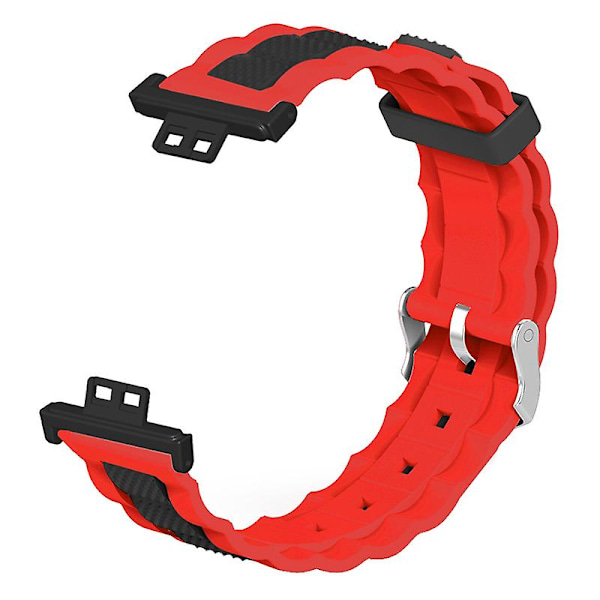 Dual Color Wave Design Silikone Rem til Huawei Watch Fit / Watch Fit Special Edition Red Black