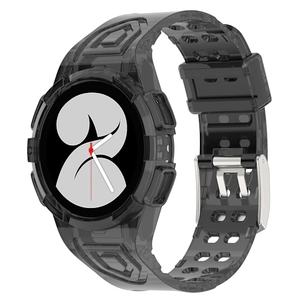 Silikoniranneke Samsung Galaxy Watch4 44mm -kellon rannekkeen vaihtoon, integroitu kotelo Transparent Black