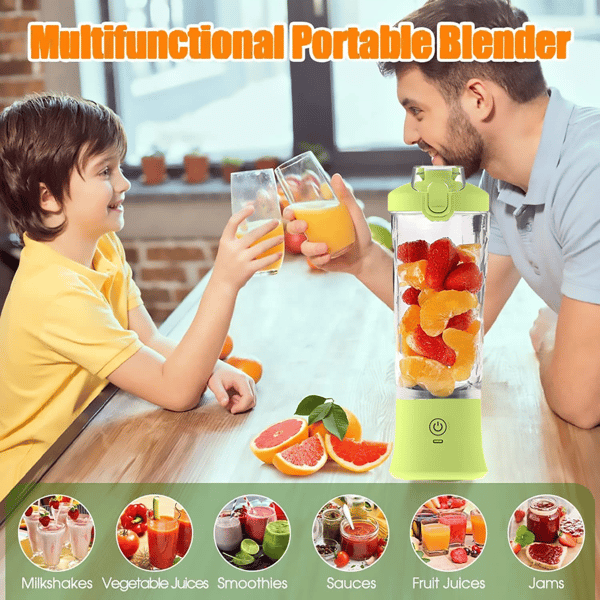 Juicer 600 ml, USB-lading Fruktjuiceblender (Fluorescerende Gul)