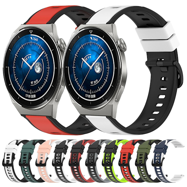 To-farget silikonklokkebånd for Huawei Watch GT3 Pro 46mm