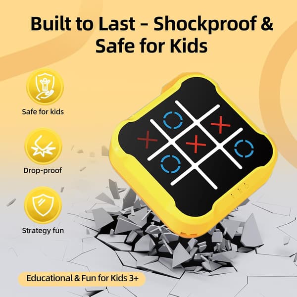 Tic Tac Toe-spel för barn: 4-i-1 bärbart sensoriskt pusselspel (gul) Yellow