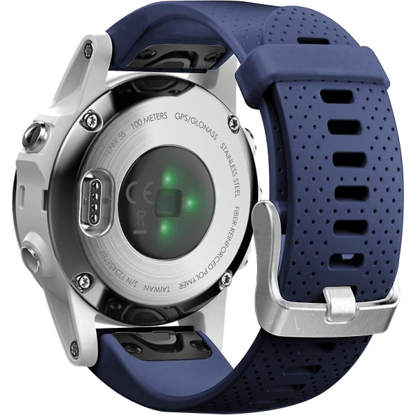 Erstatningsrem for Fenix ​​5s Plus/fenix 6s Pro/fenix 7s/d2 Delta S Smartwatch (sølvspenne-mørkeblå) Dark Blue