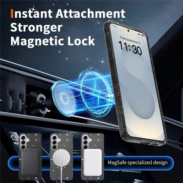 Deksler til Samsung Galaxy S26, magnetisk med skjermbeskytter Black