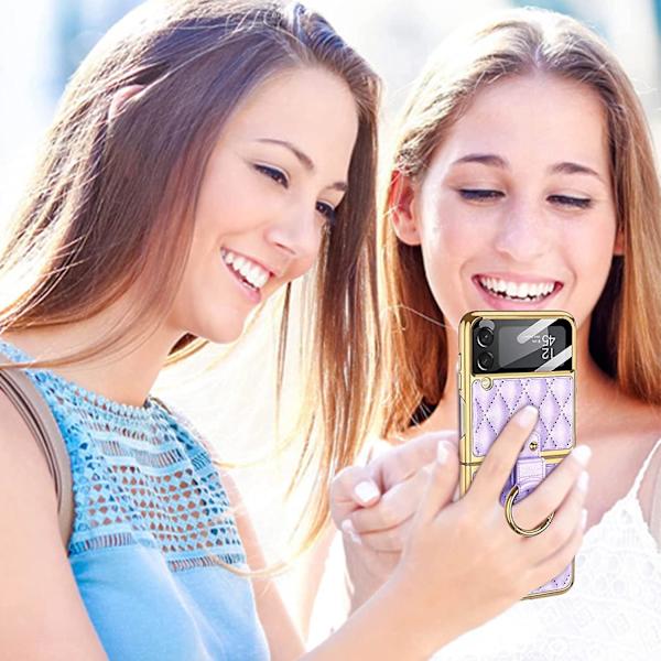 Rhomboid case med ring, galvaniseringsram Cover Z Flip 3 Purple