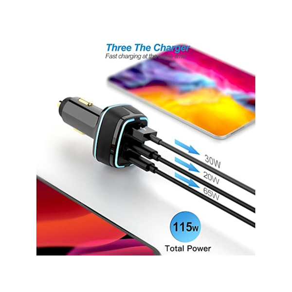 Billaddare Usb C Billaddare Typ C Qc3.0 Pd4.0 Pps 3 Portar Billaddare Adapter Laddning