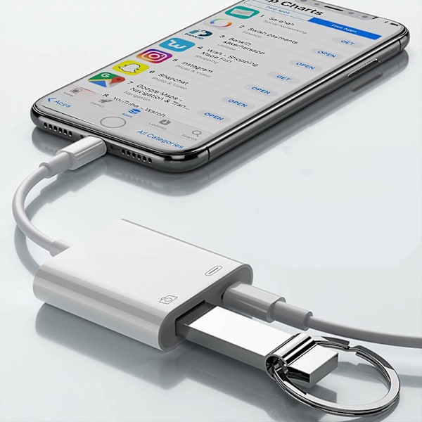 Kompakt Lightning Charge Adapter til IPhone/iPad Lightning til USB - Hvid