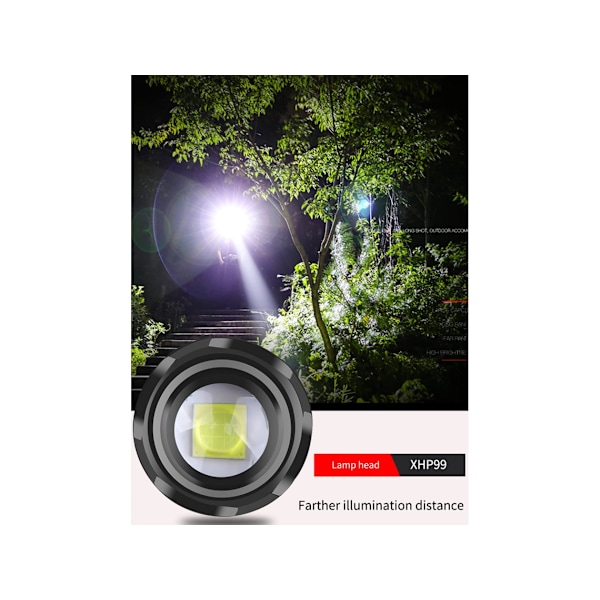 LED Lommelygter Genopladelig Lygte Høj Lumen Kraftige Lommelygter Super Lys Taktisk Lommelygte Zoombar Lommelygte Vandtæt