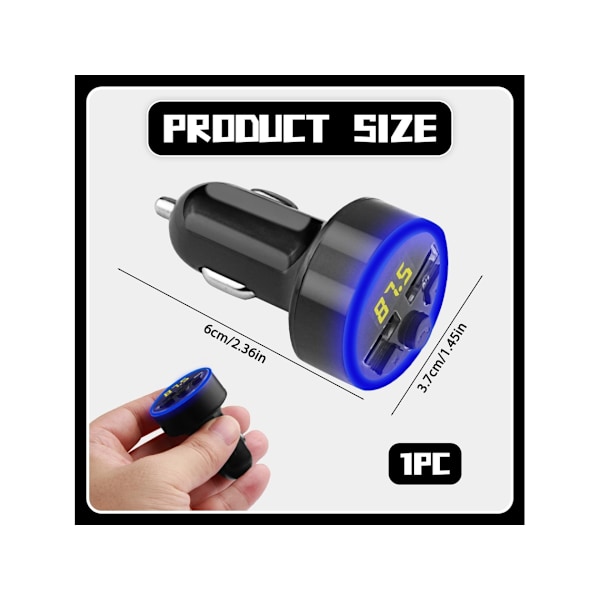 Trådløs Bluetooth 5.0 Biladapter, Dobbel USB Hurtiglader, Samtaler & Musikk - .