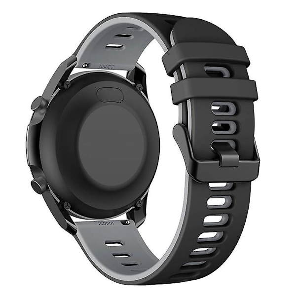 22mm Dubbelfärgat Silikon Armbandsrem För Samsung Galaxy Watch3 45mm / Garmin Venu 3 Black Grey