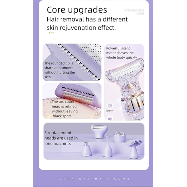 Dubbelhuvud Elektrisk Epilator för Kvinnor för Kropp Bikiniområde Arm (Rosa)