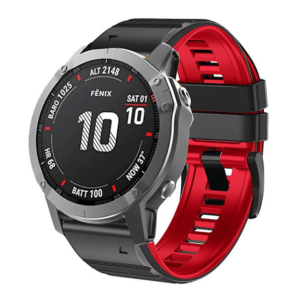 For Garmin Tactix Delta/Enduro Horisontale Striper Silikon Erstatningsklokke Rem Justerbar Håndleddsbånd Black  Red