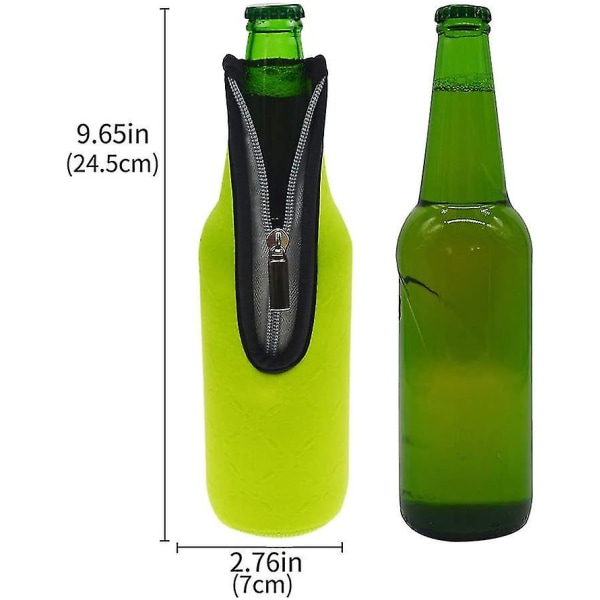 4 stykker 17,6 Oz (500 ml) Neoprenisolert sammenleggbar ølflaskekjøler.