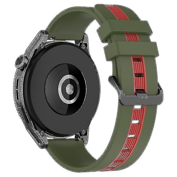 Til Huawei Watch GT 3 42mm/Watch GT Silikone Urrem Bredde 20mm Dobbelt Blød Rem Army Green Red H Samsung Galaxy Watch 5