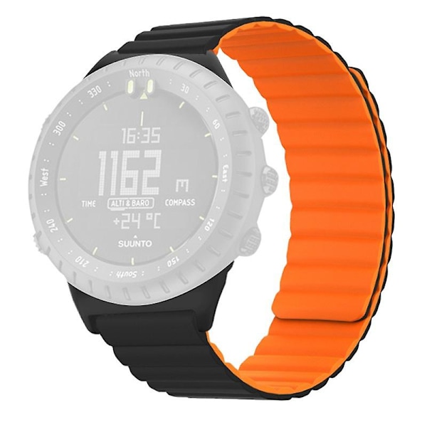 22mm iholle ystävällinen silikoniranneke magneettisella kellonauhalla Suunto Corelle Black Orange