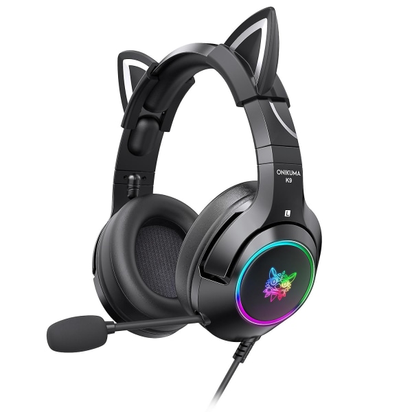 Gaming Headset med Gel Cat Ears til Xbox One, Ps4, Ps5, Pc Black
