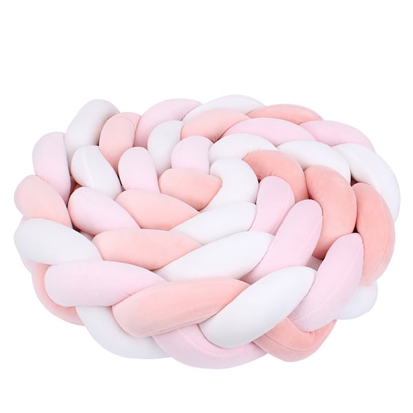 Babysengpute, Håndlaget Myk Flettet 3-trådspute (Rosa og Hvit og Mørk Rosa, 2M)