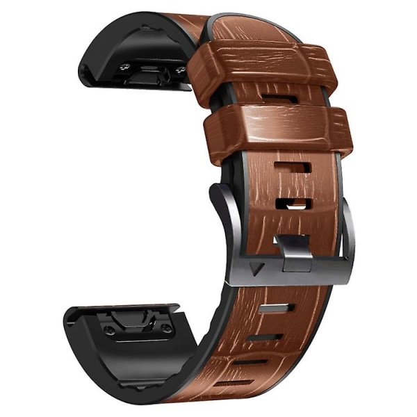 For Garmin Fenix ​​7x/6x Pro/tactix 7 26mm Crocodile Texture Silicone Leather Watch Band RZW Brown