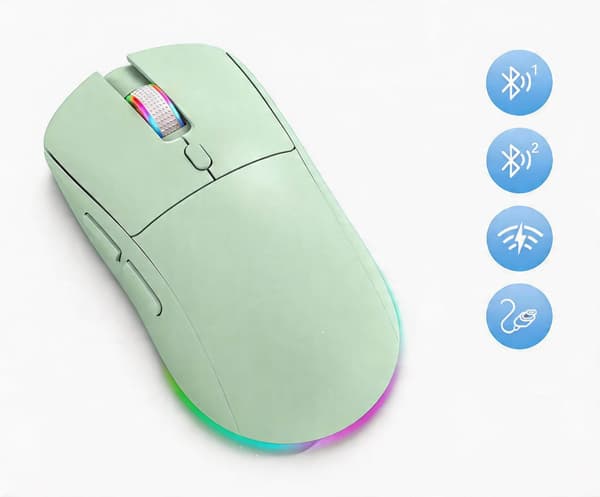 Mus, 6400DPI RGB Trådløs, Tre-modus (Matcha Grønn)