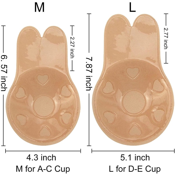 Invisible Sticky BH, Återanvändbara bröstvårtor, axelbandslös rygglös BH, Sport BH för kvinnor, Kaninöron M-02