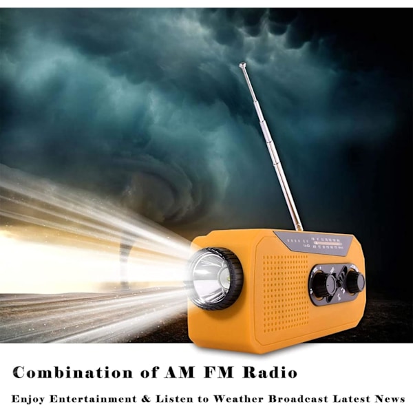 Hätätila AM/FM/NOAA-sääradio, taskulampulla ja SOS-hälytyksellä (punainen)