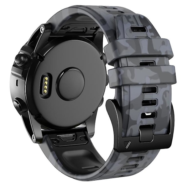 Til Garmin Fenix 7x Camouflage Silikone Urrem SWJ Grey