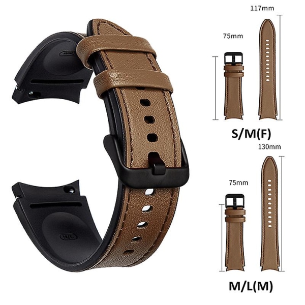 Nahkahihna Samsung Galaxy Watch 4 Classic 44mm 40mm Ei aukkoja Silikoni + nahkaranneke Correa Galaxy Watch 4 5 Pro Band Galaxy Watch 4 40-44S-M brownness-black