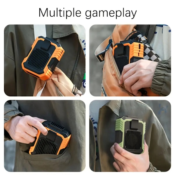 Vifte - Bærbar USB Oppladbar Midjevifte, 4000 mAh Batteri (Oransje)