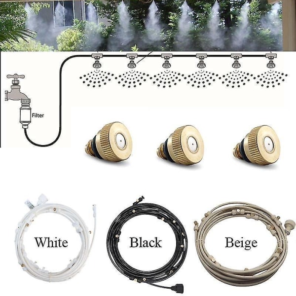 Udendørs dugsystemsæt Sprinkler Messingdyse Vandkøling Mist Have 6m Beige