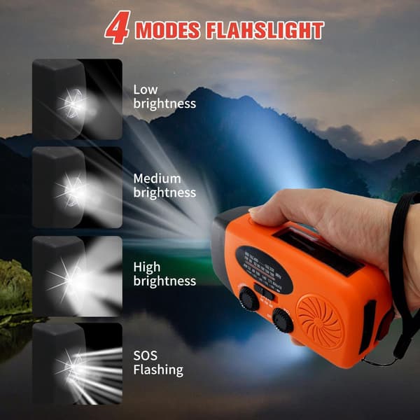 Solradio, Am/Fm/Noaa Väder Handvev Nödradio 2000Mah