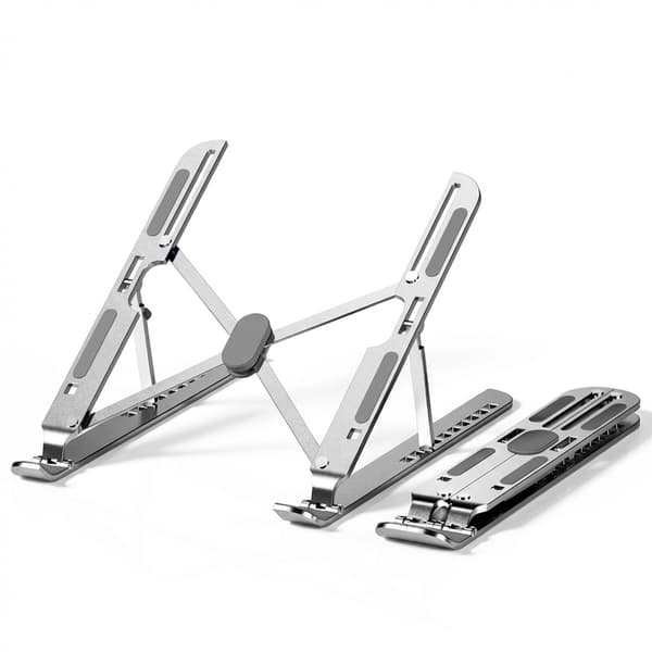 Støtte til bærbar computer, til skrivebord justerbar, foldbar, aluminium (sølv)