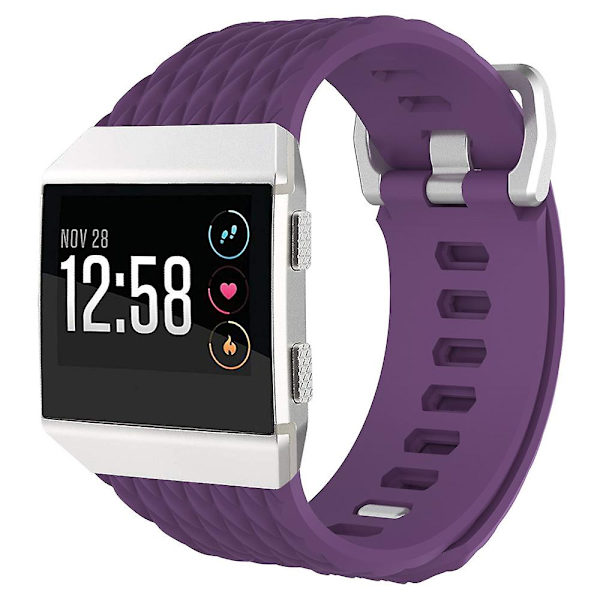 For Fitbit Ionic Dragon Scale Texture Silicone Watch Band with Buckle, Size:S(White) S Purple