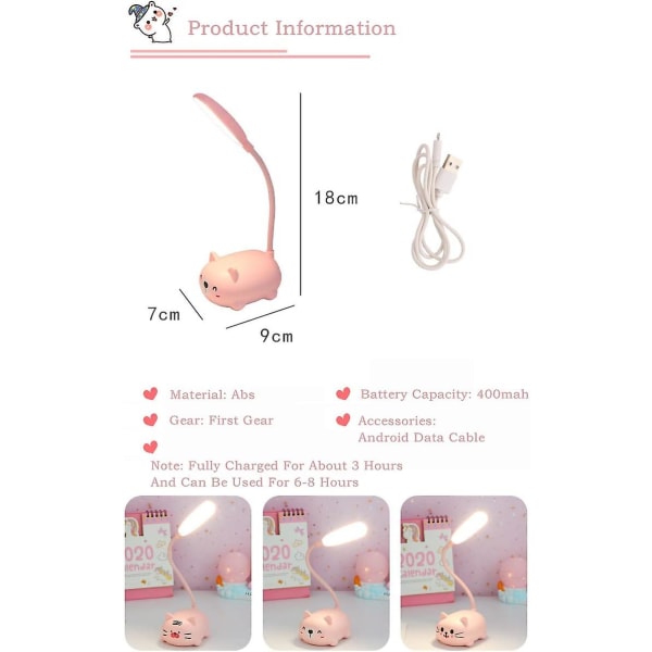 Tecknad djur liten bordslampa Led, eleverna lär sig läsa ögonskyddslampa