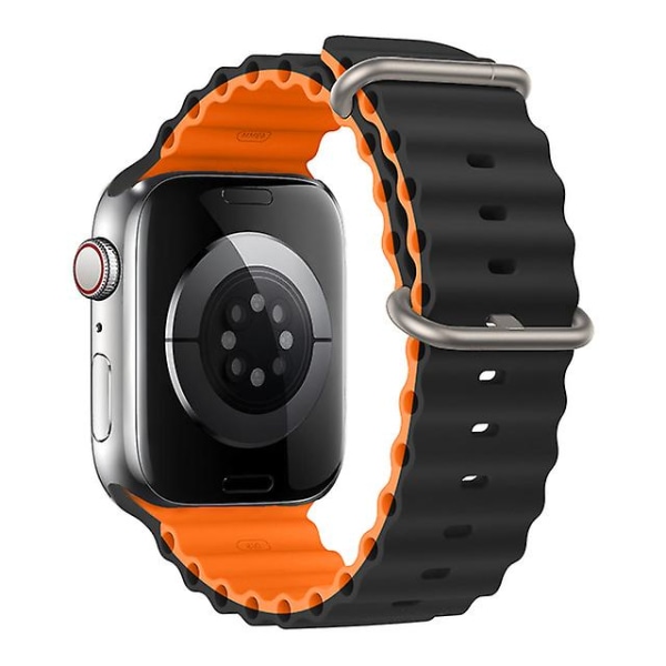 Ranneke Apple Watch Ultra Band 49mm 44mm 40mm 45mm 41mm 42mm 45mm kelloranneke silikonirannekoru Iwatch Series 7 8 4 5 6 3 Se 42mm 44mm 45mm 49mm black orange