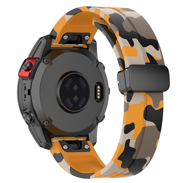 26mm silikone rem sort spænde urrem til Garmin Tactix 7 Pro / Fenix 7x/6x/6x Pro/5x Plus Camo Yellow