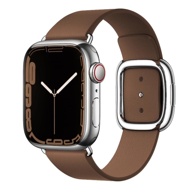 Modern Spänne Rem För Apple Watch Armband 45mm 41mmm 44mm/40mm 38 42mm 49mm Correa Läderarmband Iwatch Serie 3 6 Se 7 8 Ultra 40mm 38mm 41mm chalk
