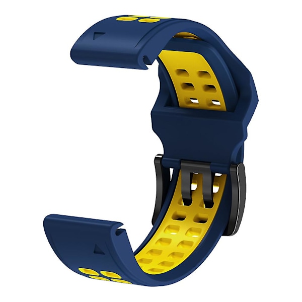 KLB-LWGJ-001 For Garmin Fenix 7 / 7 Pro Watch Band QuickFit 22mm Pustende Dobbel Rad Huller Rem Midnight Blue Yellow