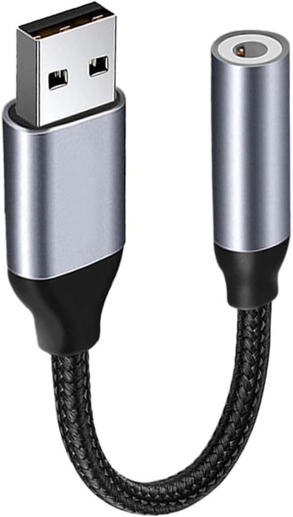 Lydadapter USB til 3,5 mm Jack, Eksternt lydkort USB til Aux Stereo Konverter