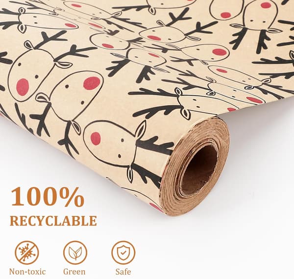 Presentpappersrulle - Julklappspapper Kraftpapper, 43 Cm X 3M (18)