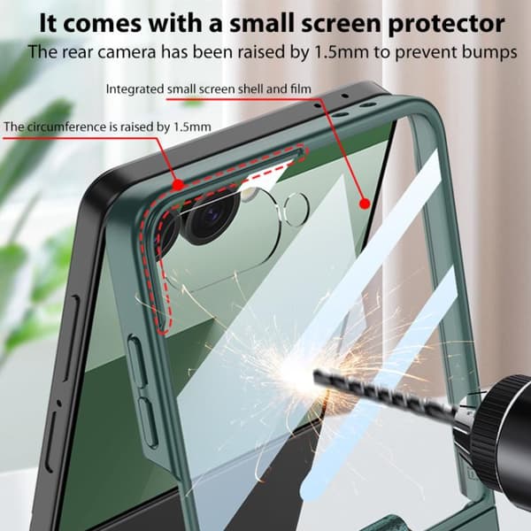 Etui til Samsung Z Flip7, Magsafe magnetisk ultratynn ringstativ (titaniumgrå)