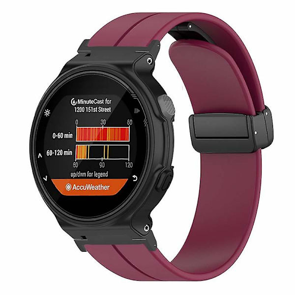 Magneettinen solki Silikonihihna Ranneke Garmin Forerunner 220/230/235/735xt/620/630 Wine Red