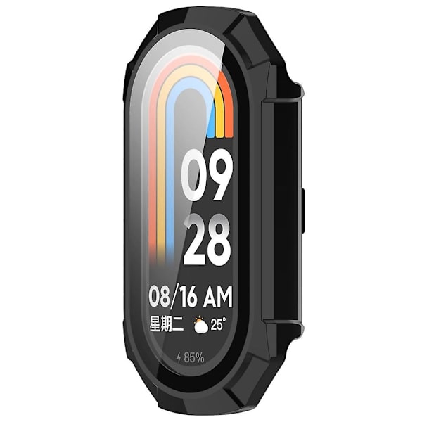 För Mi-Band 8 Full Edge-Screen Protector Case Watch Bumper-Shell Dammtätt cover Black