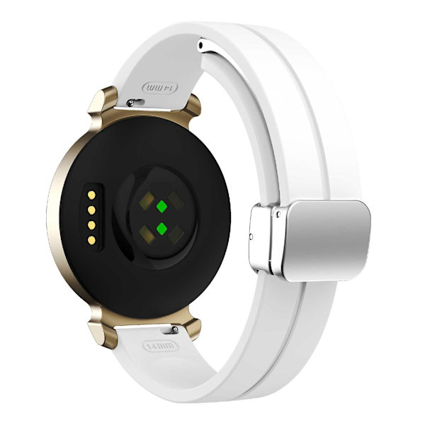 Til Garmin Lily 2 silikone armbåndsurrem med magnetisk foldelukning White Silver Buckle