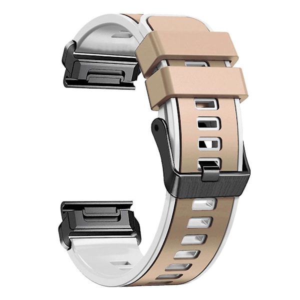Til Garmin Tactix 7 Pro/Tactix Delta Udskiftningsarmbånd Hurtigudløsning Dual-farve Blød Silikone Sport Watch Band Khaki    White