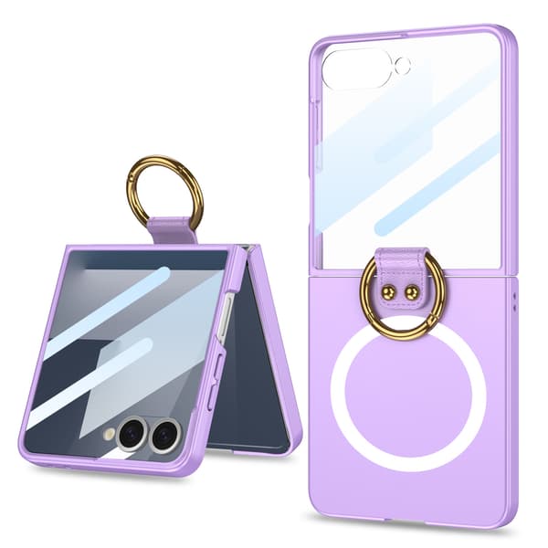 Etui til Samsung Z Flip7, Magsafe magnetisk ultratynn ringstativ (lilla)