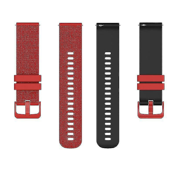 Til Garmin Venu2 Plus/Venu Sq/Vivomove Grid Texture Silikone Urrem 20mm Tofarvet Rem Red Black E Garmin Venu 2 Plus