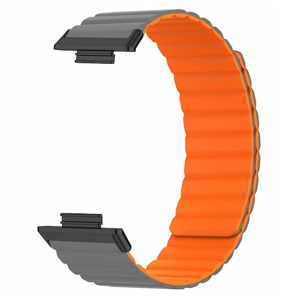 Magnetisk klokkestropp i silikon, justerbart armbånd for Huawei Watch Fit 2 Grey Orange