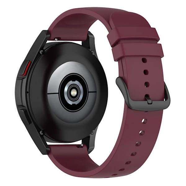 Til Samsung Galaxy Watch 5 Pro 45mm/Huami Amazfit Bip 3/3 Pro Silikonurrem 20mm Justerbar Håndledsstrop Justering Wine Red Black Buckle