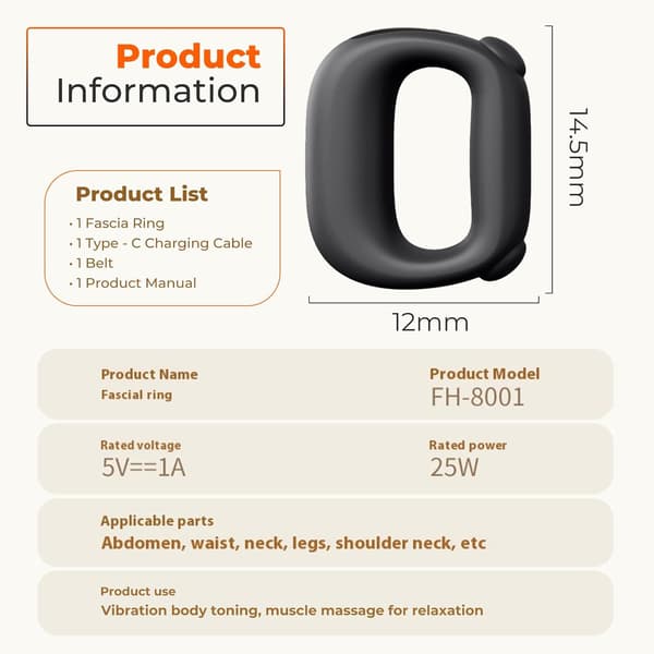 Syväkudoshieroja, lyömäsoitinlihashieroja lämmöllä, säädettävä, USB-C-lataus (musta) Black