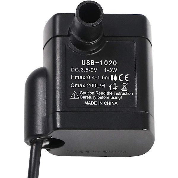 Dykvandspumpe, akvariepumpe Justerbar 200l/t 3w Ultra-støjsvag Catit Usb-pumpe til dam akvarium fontæne akvarium 1,4 m ledning