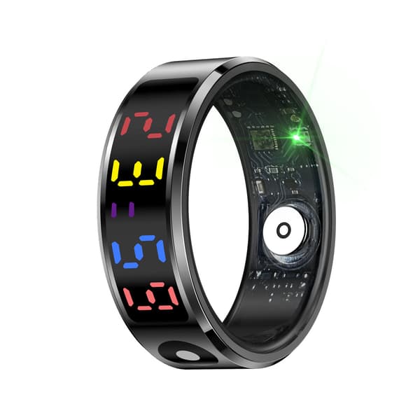 Smart Ring R12 (Jring), Svart Med Pulsmåling, Blodoksygen og Søvnhelseovervåking (9#)